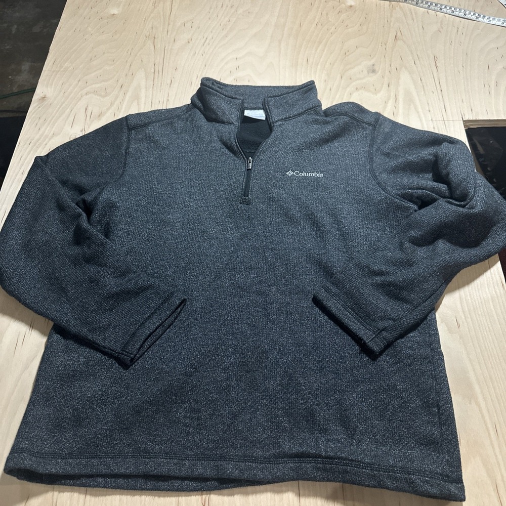 Columbia Men's Size M Pullover Sweater Quarter Zip Fleece Classic Cotton Gray So